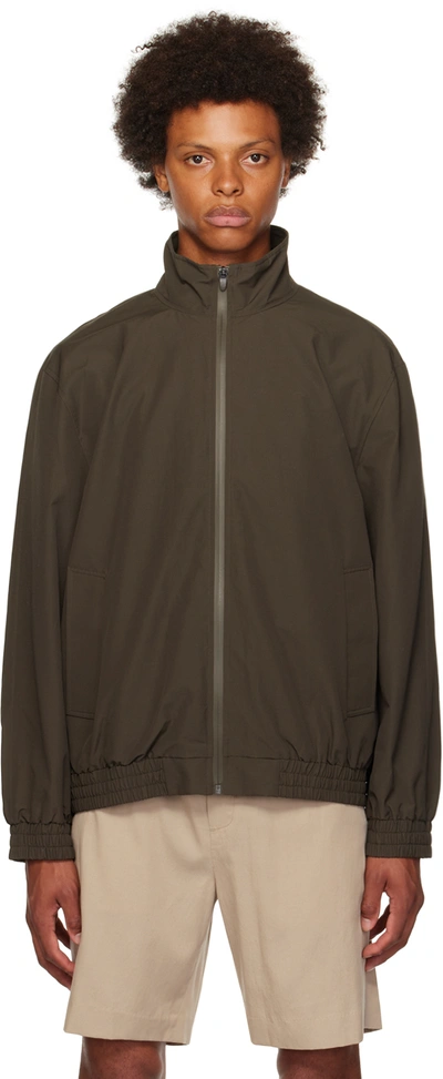 Shop Vince Khaki Zip-up Jacket In Nightwood-913nwd