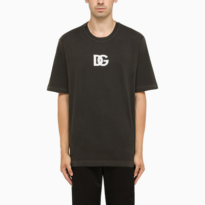 Shop Dolce & Gabbana Dolce&gabbana Black Washed Crew-neck T-shirt