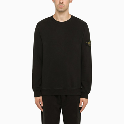 Shop Stone Island Black Crewneck Sweatshirt With Patch