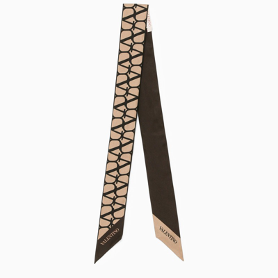 Shop Valentino Garavani | Beige/black Silk Scarf