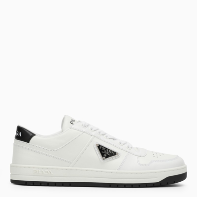 Shop Prada White/black Leather Downtown Sneakers