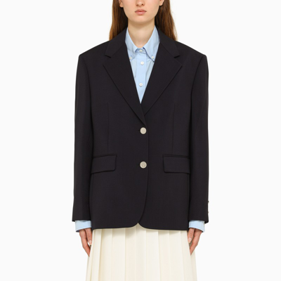 Shop Prada Blue Single-breasted Jacket In Wool