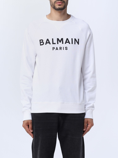 Shop Balmain Sweatshirt In Cotton In White