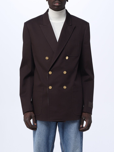 Shop Valentino Blazer In Cotton In Brown