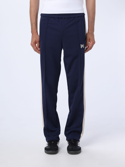 Shop Palm Angels Jogger Trousers In Stretch Technical Fabric In Blue