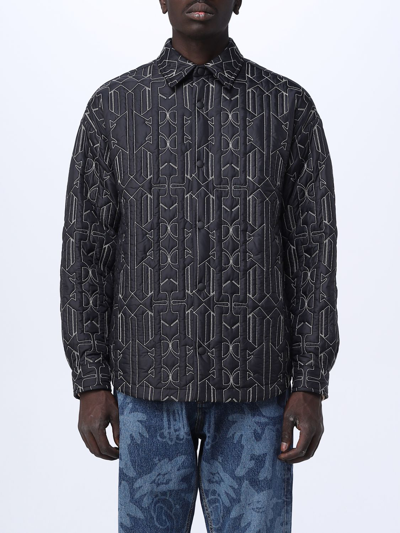 Shop Palm Angels Overshirt In Quilted Nylon In Black