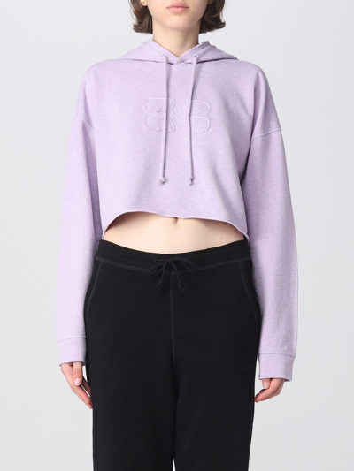 Shop Ganni Sweatshirt In Cotton In Lilac
