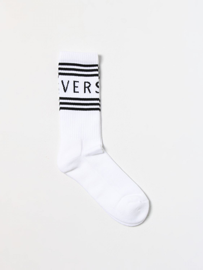 Shop Versace Cotton Blend Socks In White