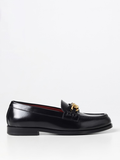 Shop Valentino Leather Moccasins In Black