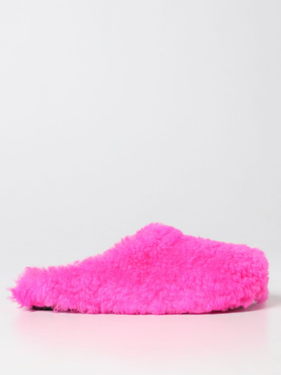 Shop Marni Sabots In Curled Fur In Pink