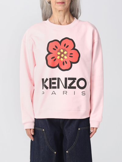 Shop Kenzo Flower Boke  Sweatshirt In Cotton In Pink