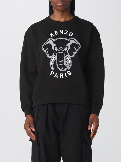Shop Kenzo Elephant Varsity Jungle Sweatshirt In Cotton In Black