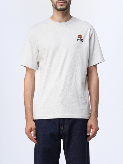 Shop Kenzo Flower  Cotton T-shirt In Grey