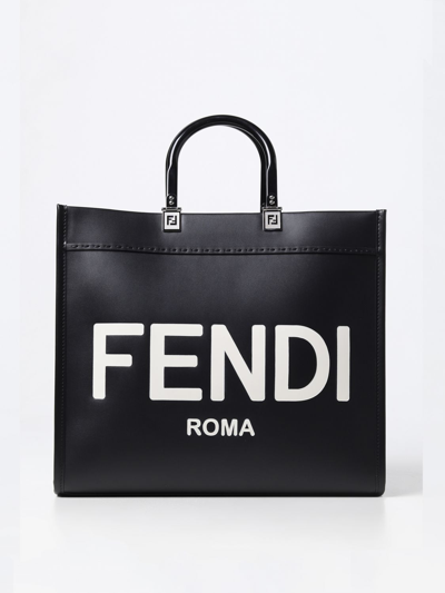 Shop Fendi Sunshine Leather Bag In Black