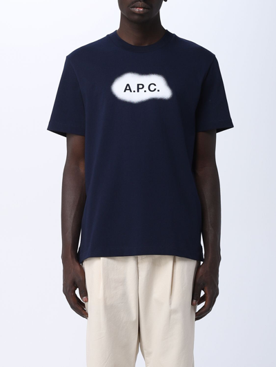 Shop Apc T-shirt A.p.c. Men Color Navy
