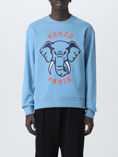 Shop Kenzo Varsity Jungle Elephant Sweatshirt In Cotton In Gnawed Blue
