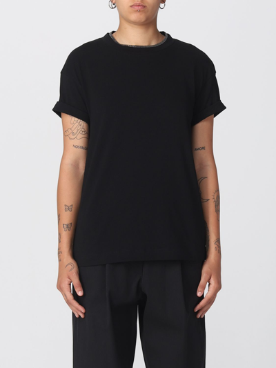 Shop Brunello Cucinelli T-shirt In Stretch Cotton In Black