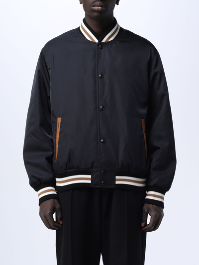 Shop Versace Nylon Jacket With Embroidery In Black