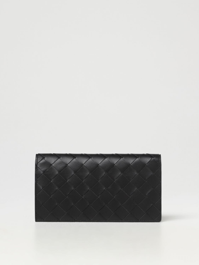 Shop Bottega Veneta Wallet In Woven Leather In Black
