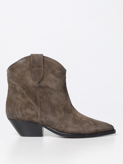 Shop Isabel Marant Dewina  Ankle Boot In Used Suede In Kaki