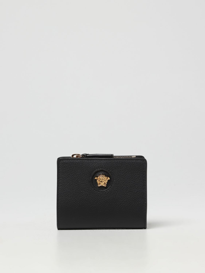 Shop Versace Wallet In Micro Grain Leather In Black