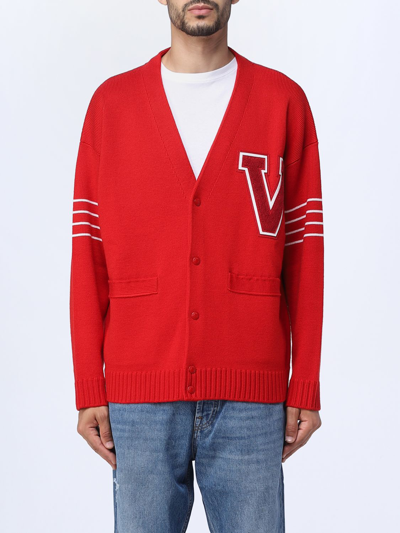 Shop Valentino Wool Cardigan In Red