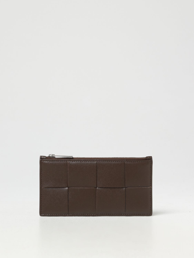 Shop Bottega Veneta Credit Card Holder In Leather In Brown
