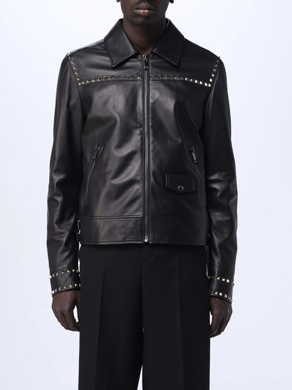 Valentino Leather Jacket In Black | ModeSens