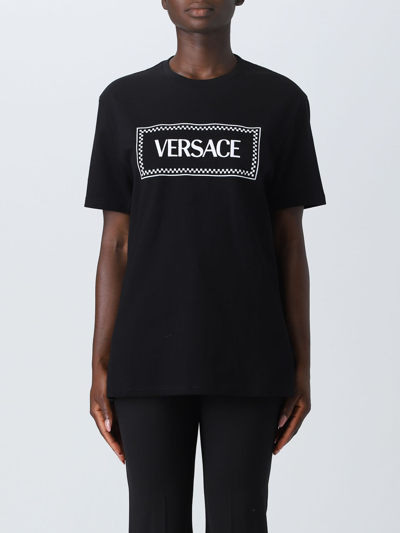 Shop Versace Cotton T-shirt In Black