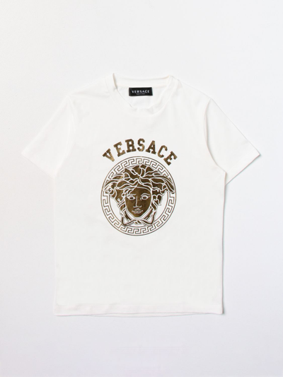 Shop Young Versace Versace Young Cotton T-shirt In White