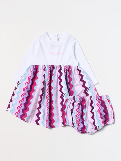 Shop Missoni Dress In Cotton With Zig-zag Pattern In Pink