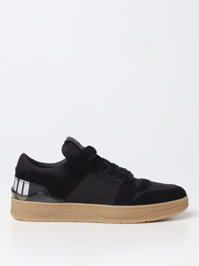 Shop Jimmy Choo Florent Sneakers In Suede And Cotton In Black