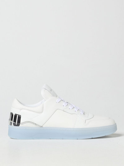 Shop Jimmy Choo Florent Sneakers In Leather And Cotton In White