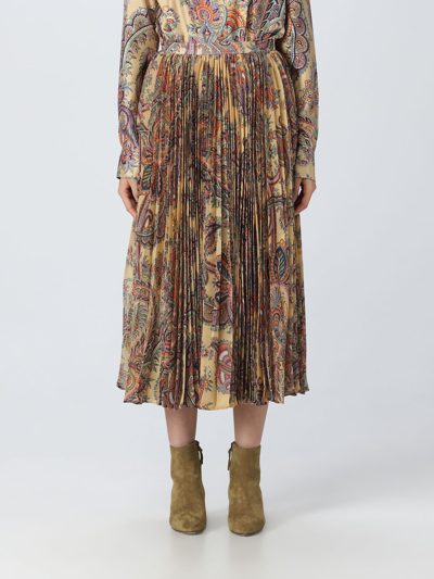 Shop Etro Skirt In Georgette In Camel