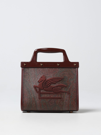 Shop Etro Love Trotter Bag In Coated Cotton In Burgundy