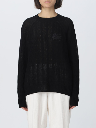 Shop Etro Sweater In Cashmere With Tricot Workmanship In Black