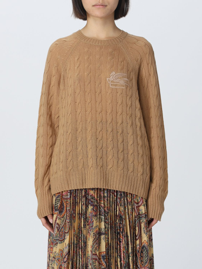 Shop Etro Sweater In Cashmere With Tricot Workmanship In Camel