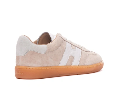 Hogan Patch Logo Suede Trainers In Neutral