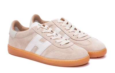 Hogan Patch Logo Suede Trainers In Neutral