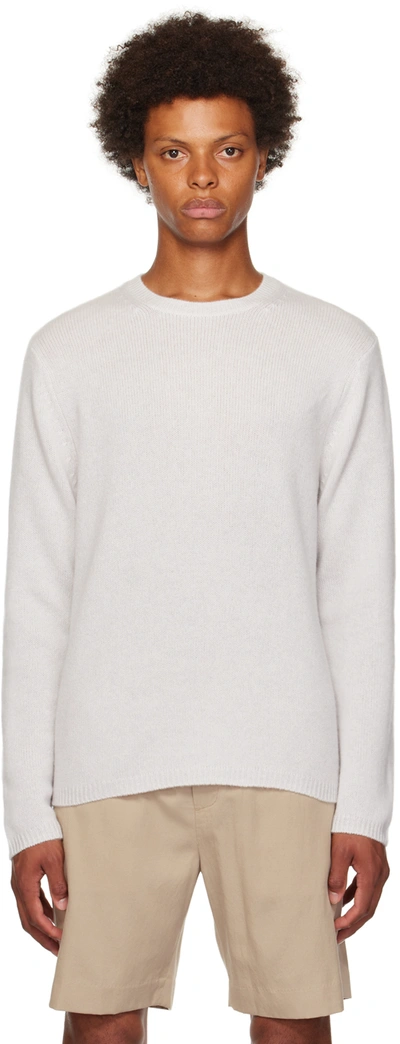 Shop Vince Gray Crewneck Sweater In 065hwt H White-065hw