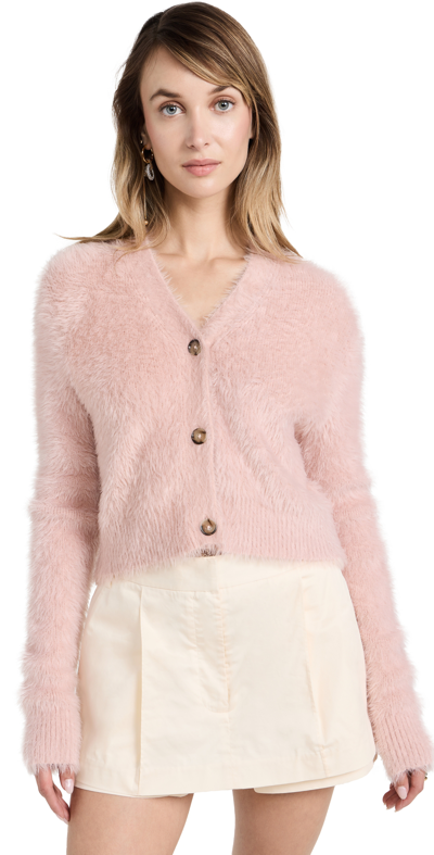 Shop Acne Studios Fluffy Knit Cardigan Dusty Pink