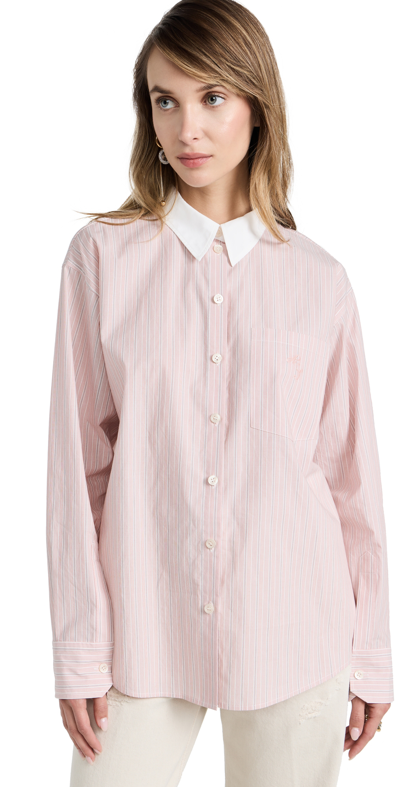 Shop Acne Studios Classic Long Sleeved Shirt Salmon Pink/white
