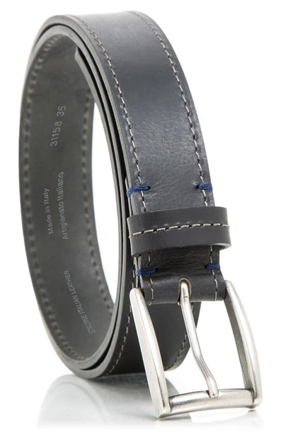 Shop Made In Italy Stitched Leather Belt In Black