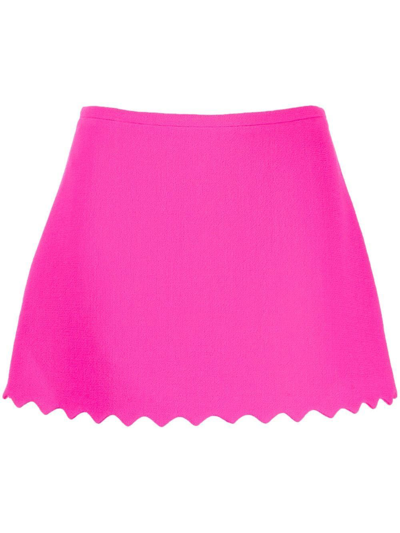 Shop Mach & Mach Pink Wavy Trimmed Wool Mini Skirt