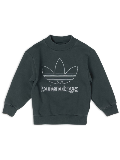 Shop Balenciaga X Adidas Crew-neck Sweatshirt In Green