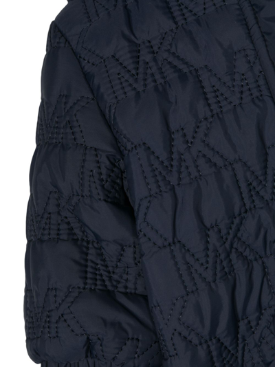 Shop Michael Kors Monogram-pattern Padded Snowsuit In Blue