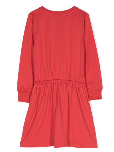 Shop Ralph Lauren Polo-bear Print Drawstring Short Dress In Red