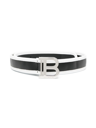 Shop Balmain Logo-buckle Two-tone Belt In Black
