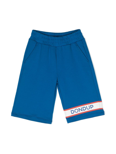 Shop Dondup Logo-print Cotton Shorts In Blue