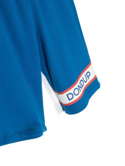 Shop Dondup Logo-print Cotton Shorts In Blue
